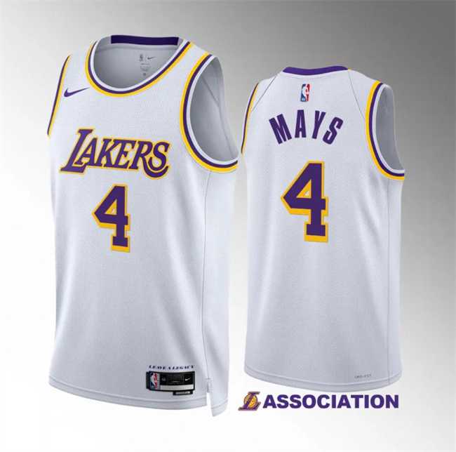 Men's Los Angeles Lakers #4 Skylar Mays White Association Edition Stitched Basketball Jersey Dzhi